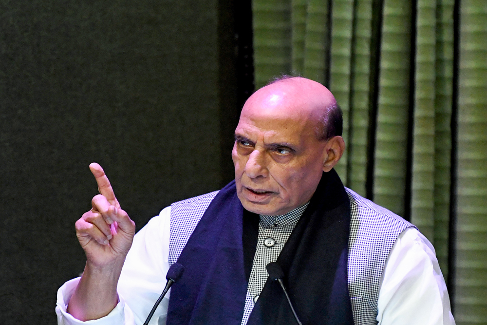 Rajnath Singh addresses the Armed Forces Flag Day CSR Conclave